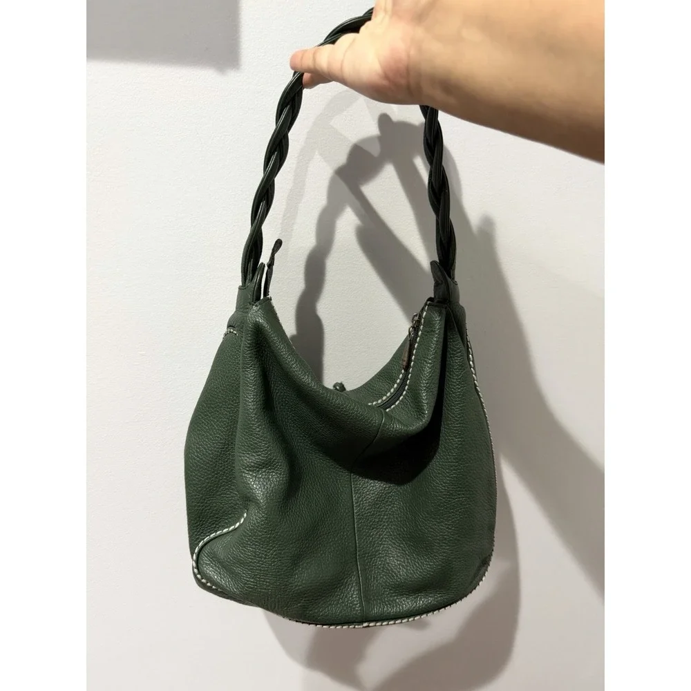 PLINIO‎ VISONA ITALY GREEN SATCHEL GENUINE LEATHER OVERSIZED HANDBAG F